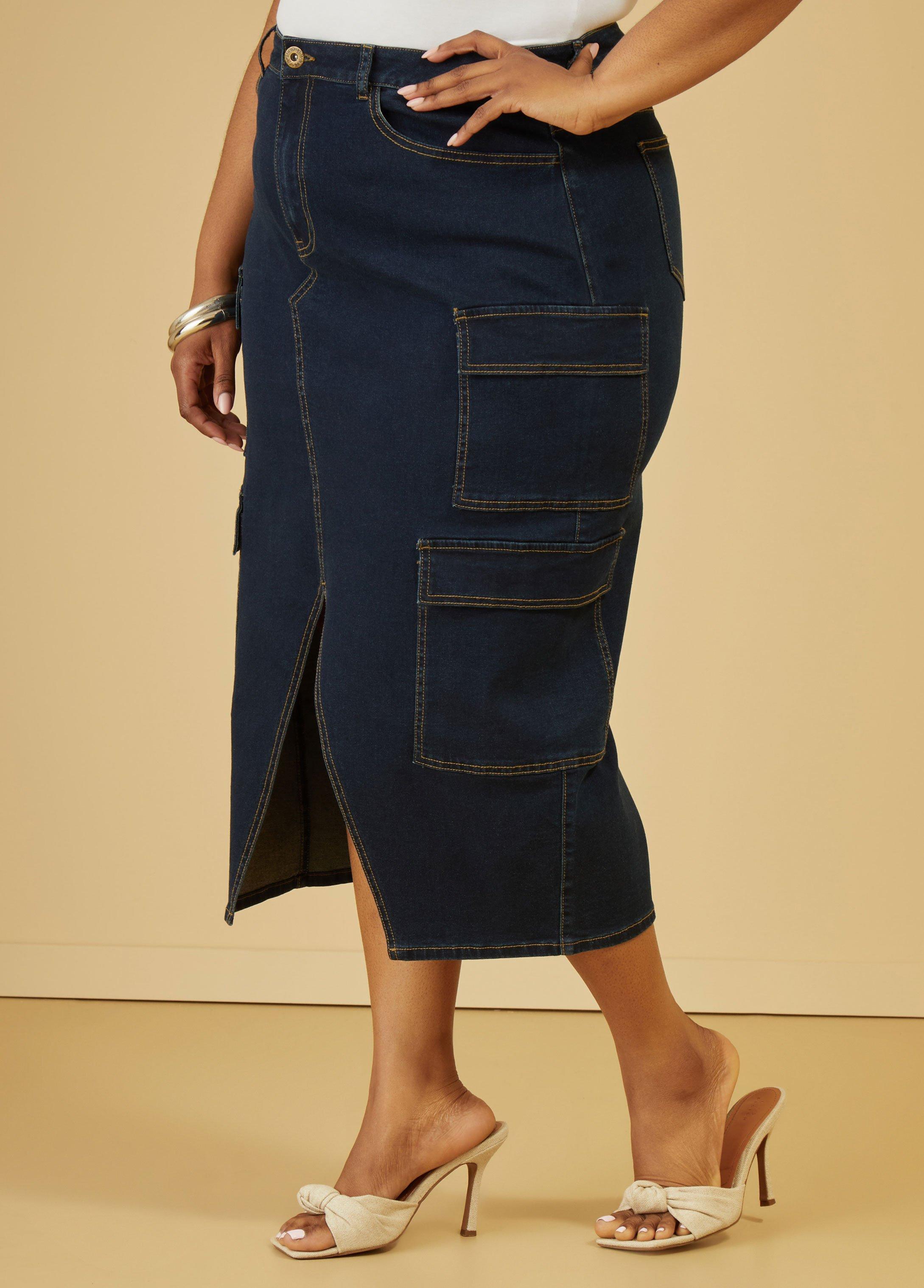 Denim Maxi Cargo Skirt Product Image