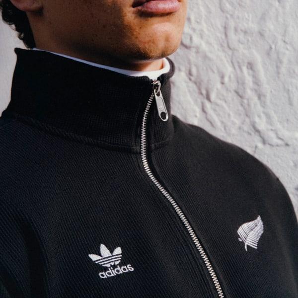 adidas All Blacks Essentials Half-Zip Waffle Sweatshirt All Black XL Mens Product Image