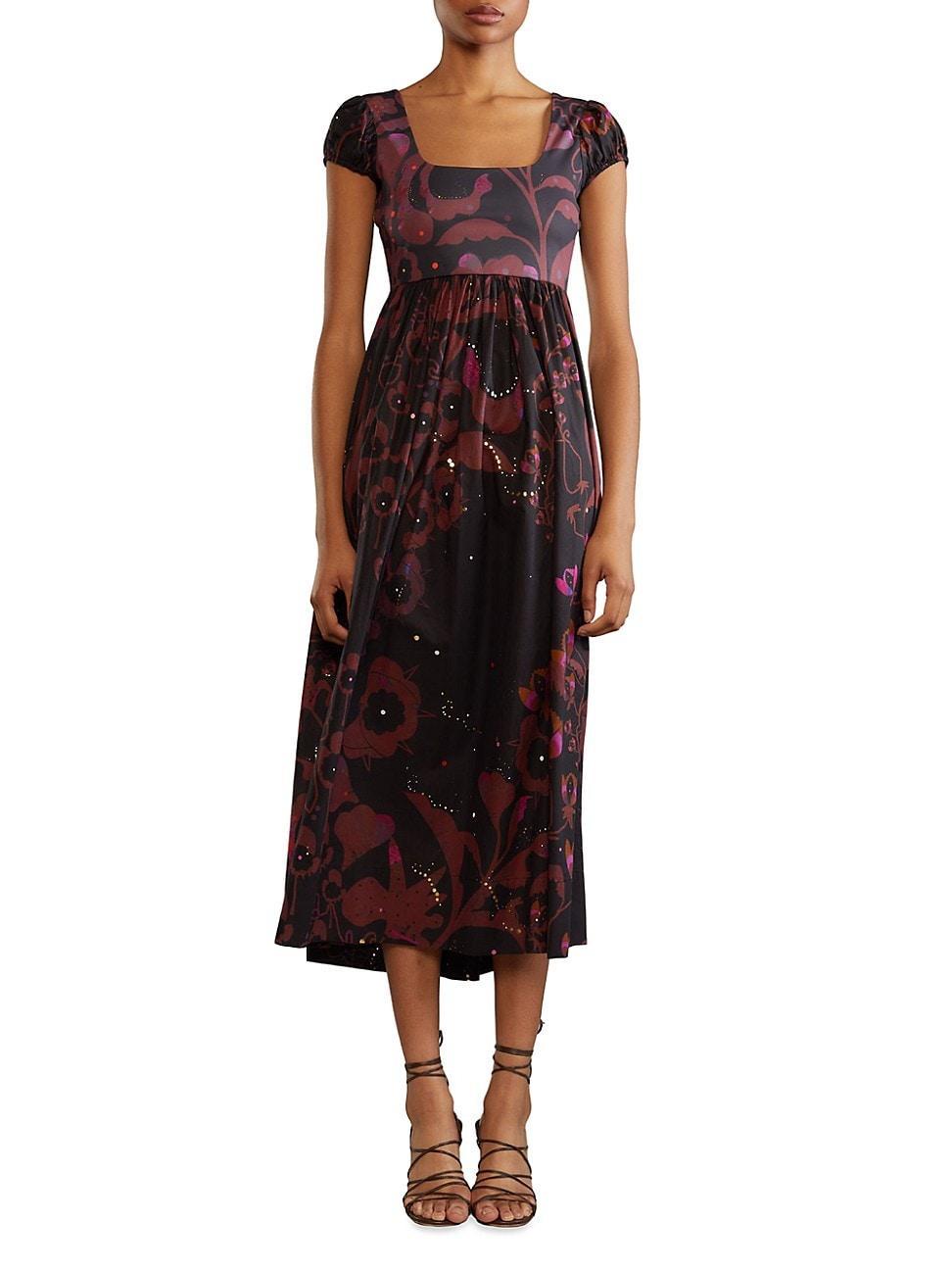 Womens Printed Cotton-Blend Midi-Dress Product Image