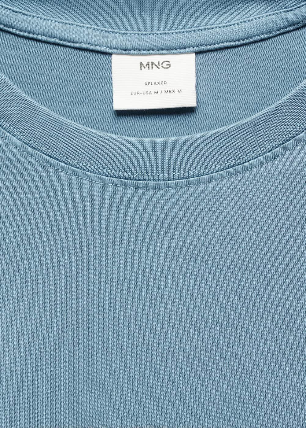 MANGO MAN - 100% cotton relaxed-fit t-shirt petrol blueMen Product Image