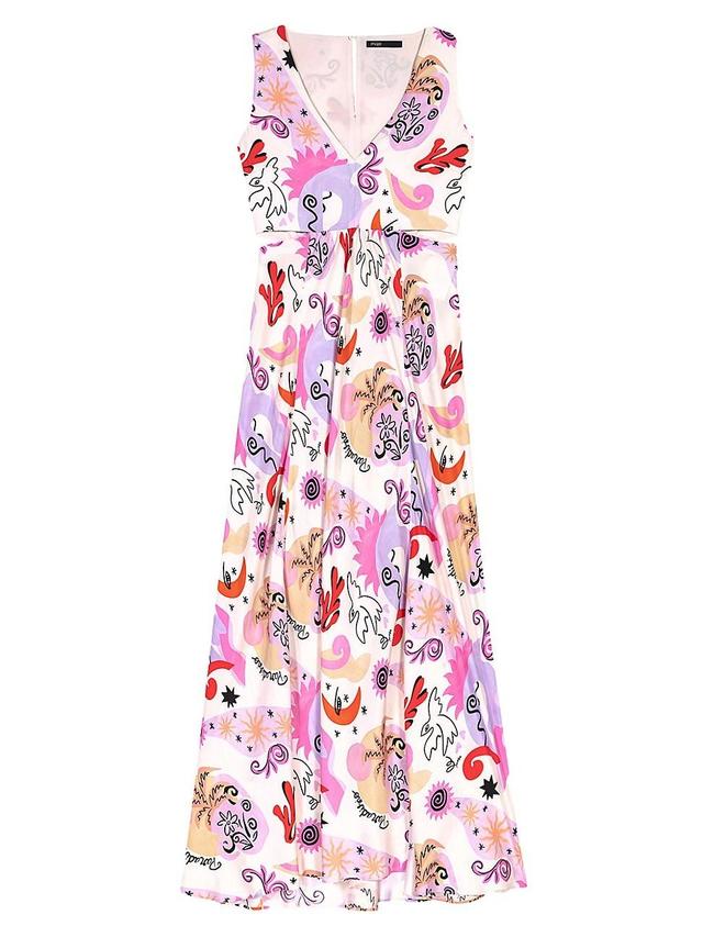 Womens Cutaway Silk Maxi Dress Product Image