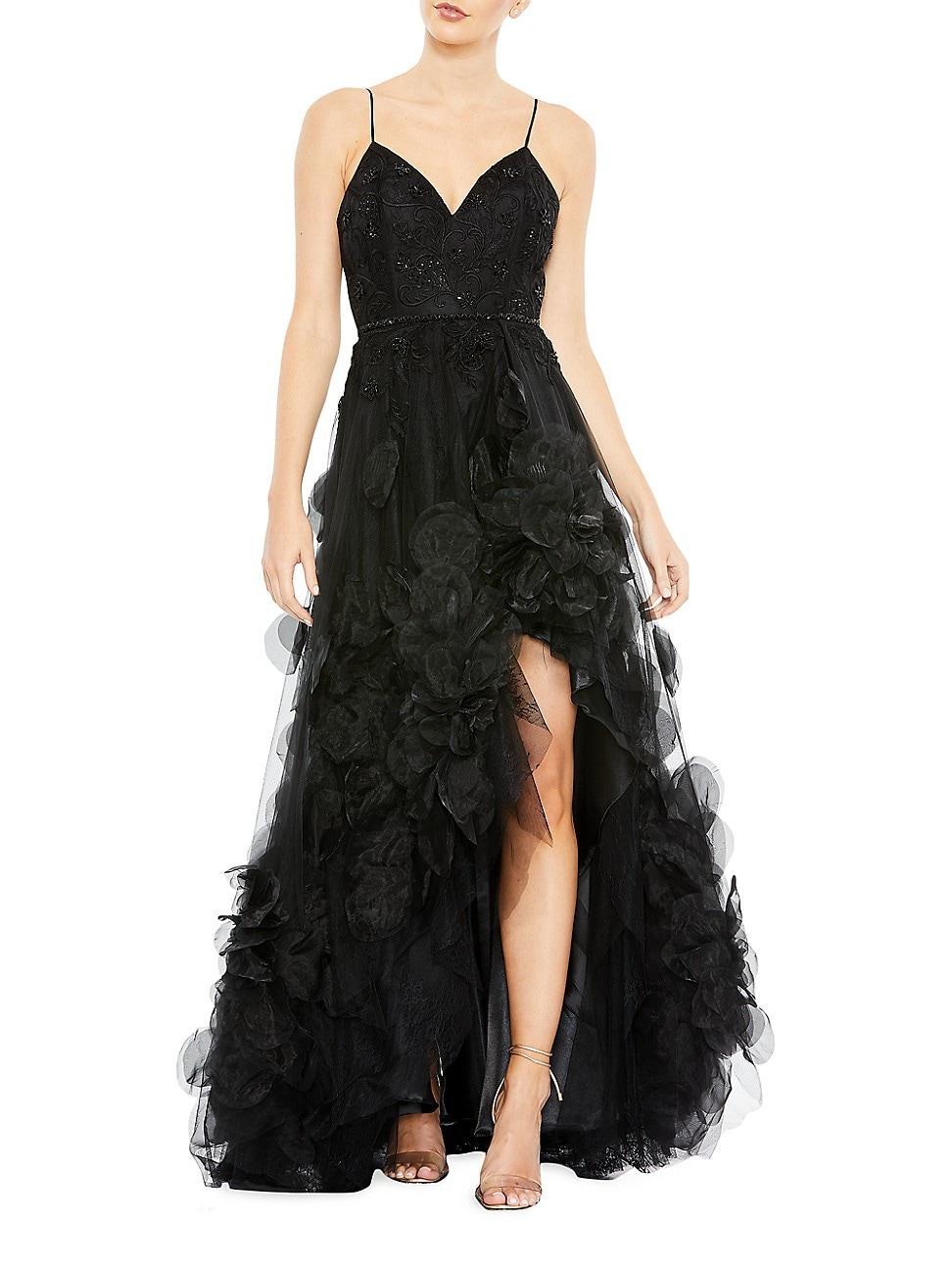 Womens Tulle Floral Appliqu A-Line Gown Product Image