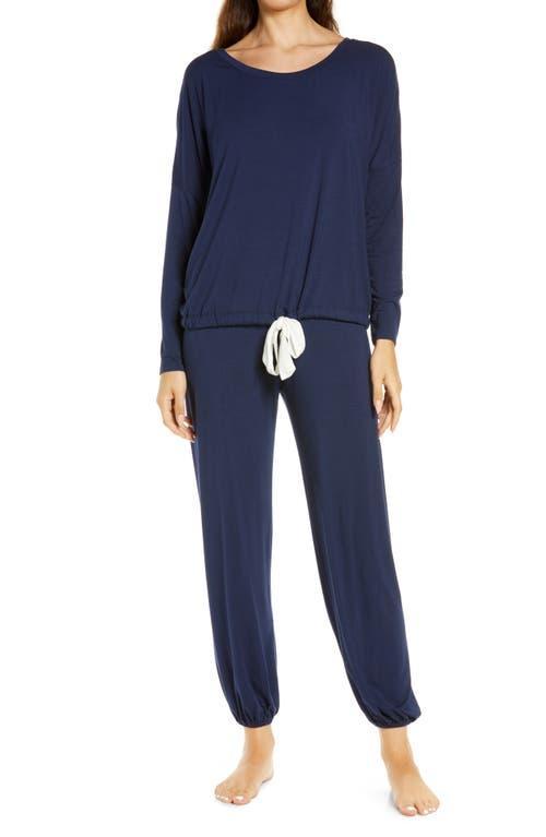 Eberjey Gisele Slouchy Pajama Set (Navy/Ivory) Women's Pajama Sets Product Image