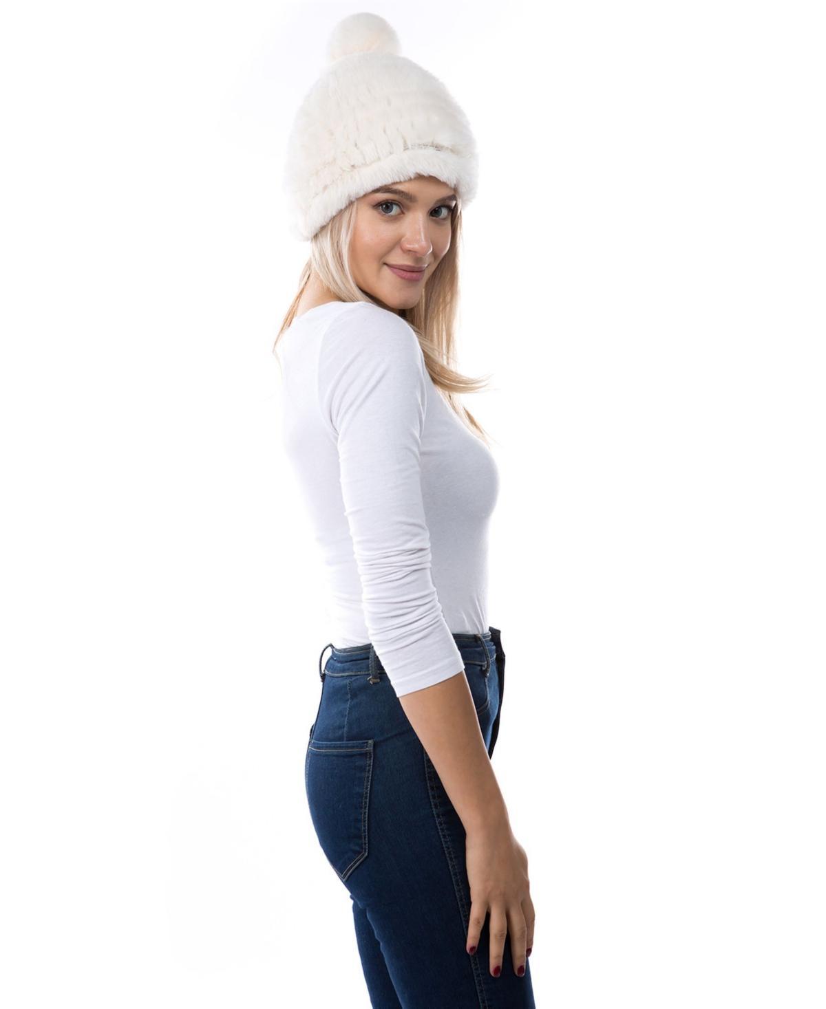 Marcus Adler Womens Cozy Stretch Luxe Faux Fur Pom Hat Product Image