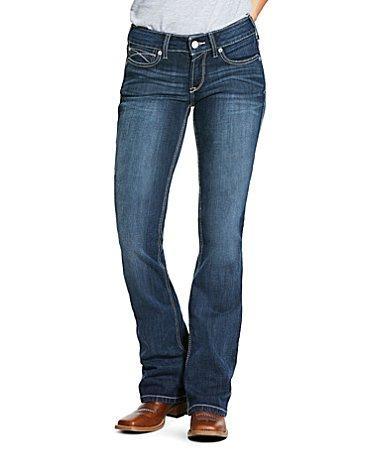 Ariat R.E.A.L Mid Rise Stretch Denim Embroidered Pocket Bootcut Jeans Product Image