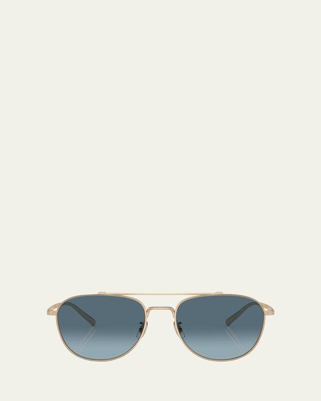 Mens Double-Bridge Metal Aviator Sunglasses Product Image