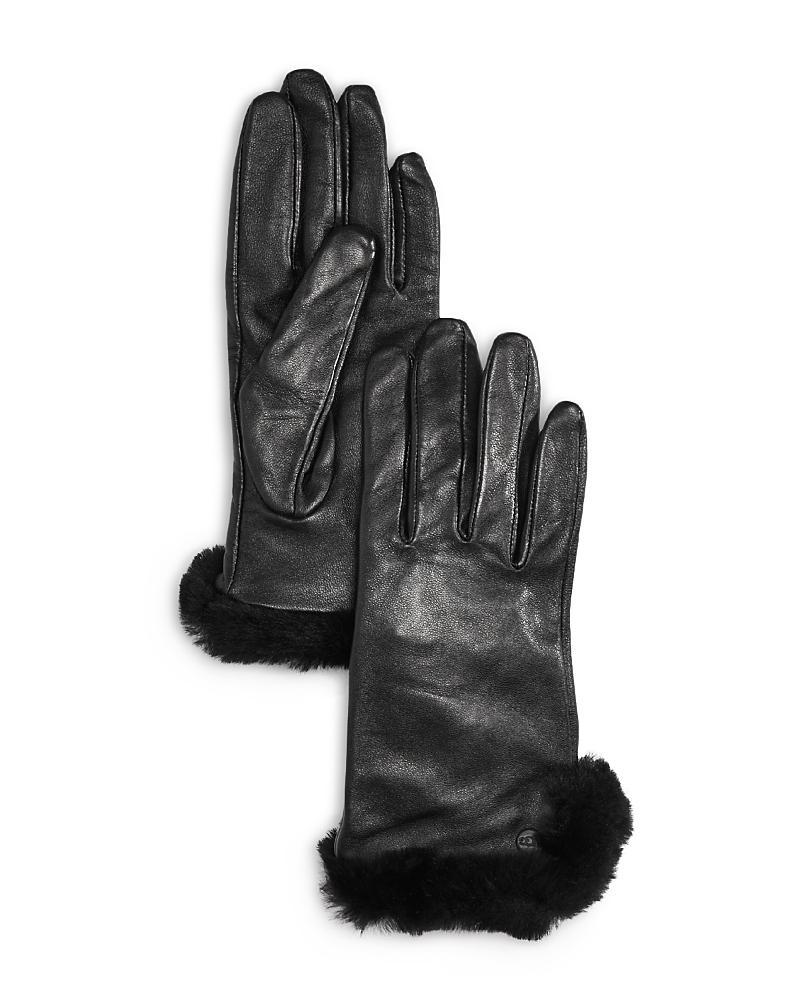 Womens Shearling-Trimmed Leather Gloves Product Image