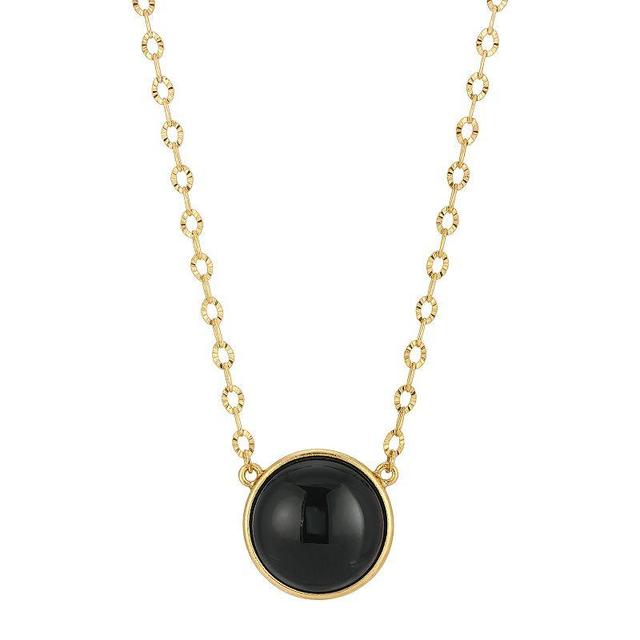 1928 Gold Tone Simulated Onyx Necklace, Womens, Black Product Image