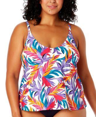 Plus Size Printed Tankini Top Product Image