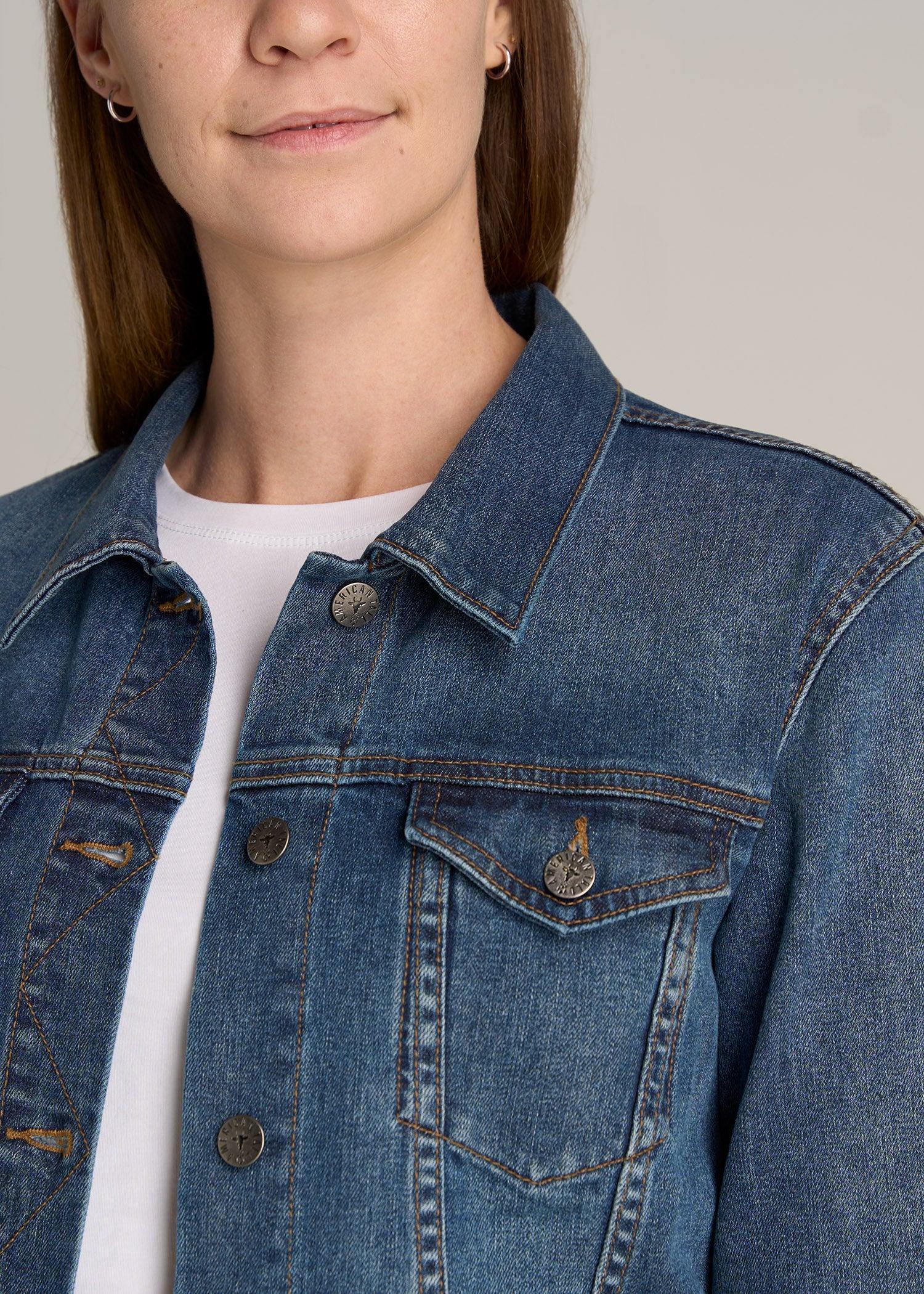 Tall Women's Denim Jacket in Vintage Medium Blue Female Product Image