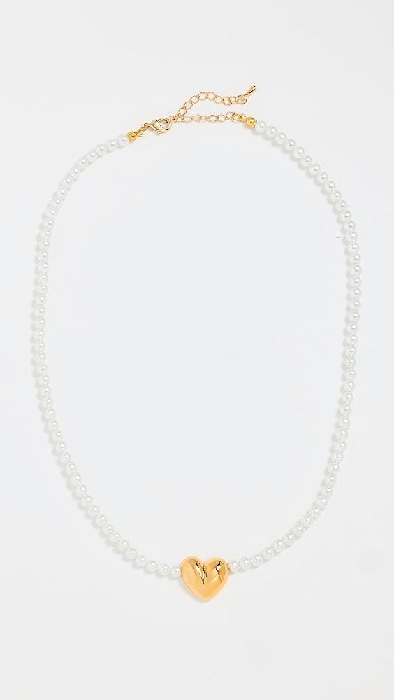 By Adina Eden Puffy Heart X Pearl Necklace | Shopbop Product Image