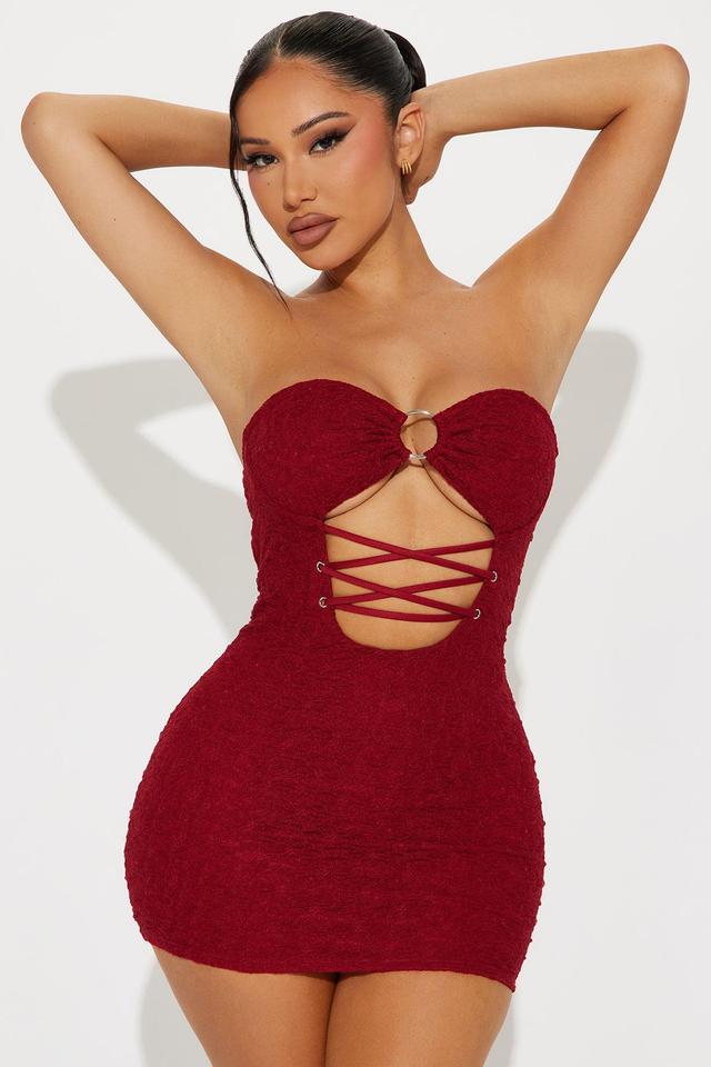 Siren Eyes Lace Micro Mini Dress - Burgundy Product Image