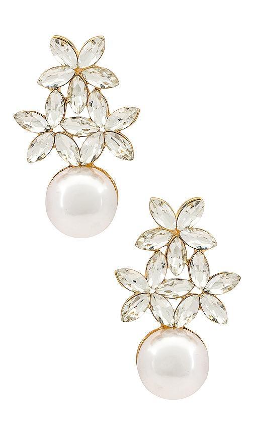 Ettika Best Day Floral Faux Pearl Earrings in 18K Gold Plate Product Image