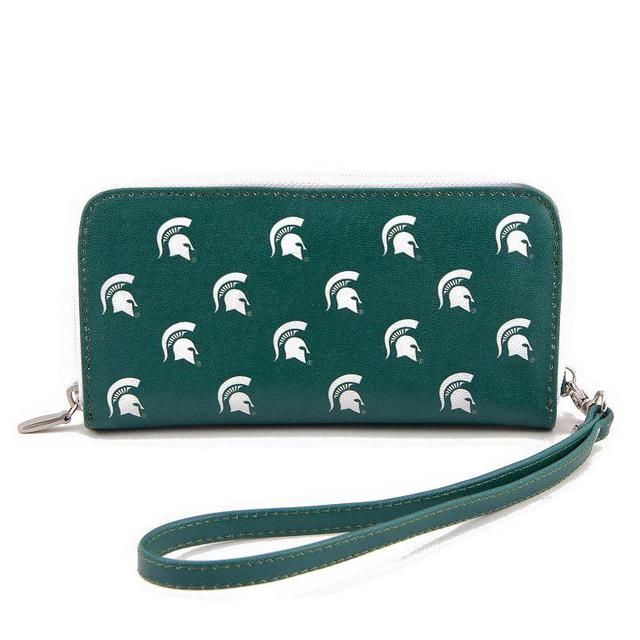 Womens Michigan State Spartans Zip-Around Wristlet Wallet - Green Product Image