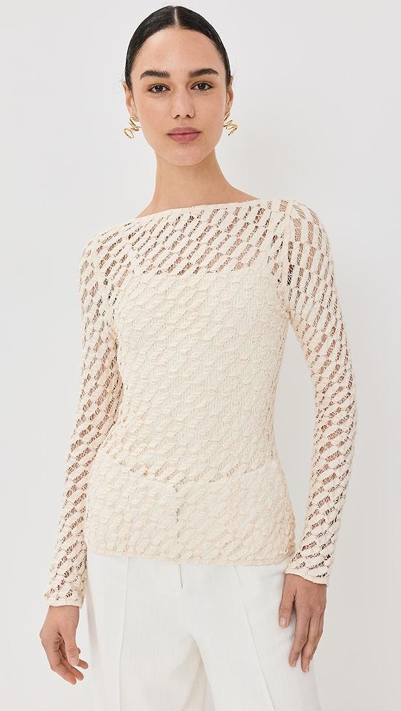 Róhe Lace Boat Neck Top | Shopbop Product Image