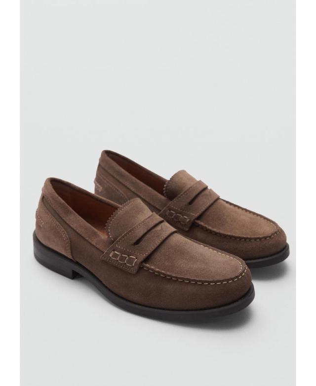 Suede leather loafers - Men | MANGO USA Product Image