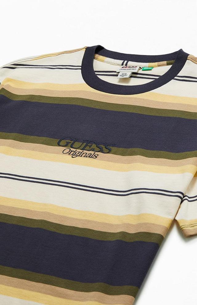 GUESS Originals Mens Logo Multi Stripe T-Shirt - Multicolormall Product Image