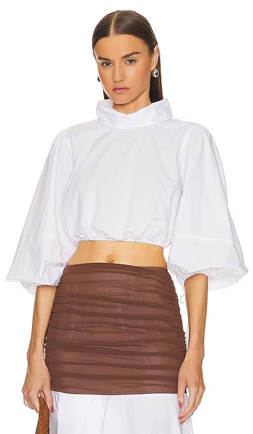 Cotton Poplin Puff Sleeve Top Product Image