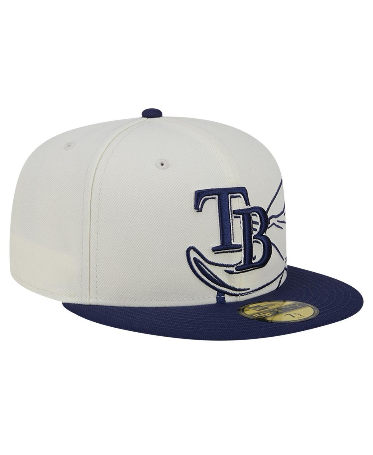 New Era Mens Cream/Navy Tampa Bay Rays Lonestar 59FIFTY Fitted Hat Product Image