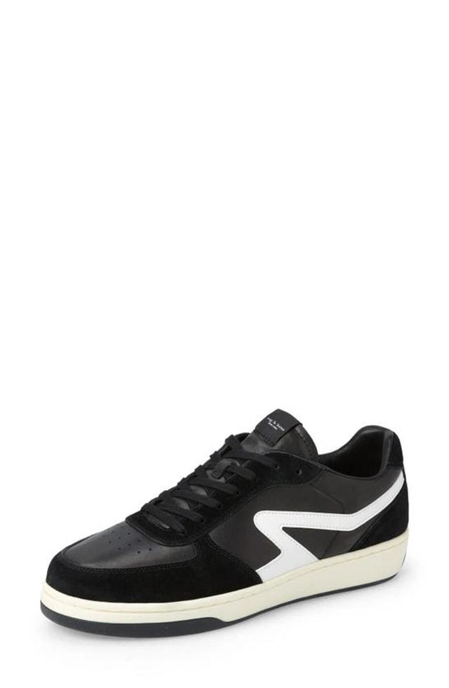 Retro Court Suede-trimmed Leather Sneakers In Black White Product Image