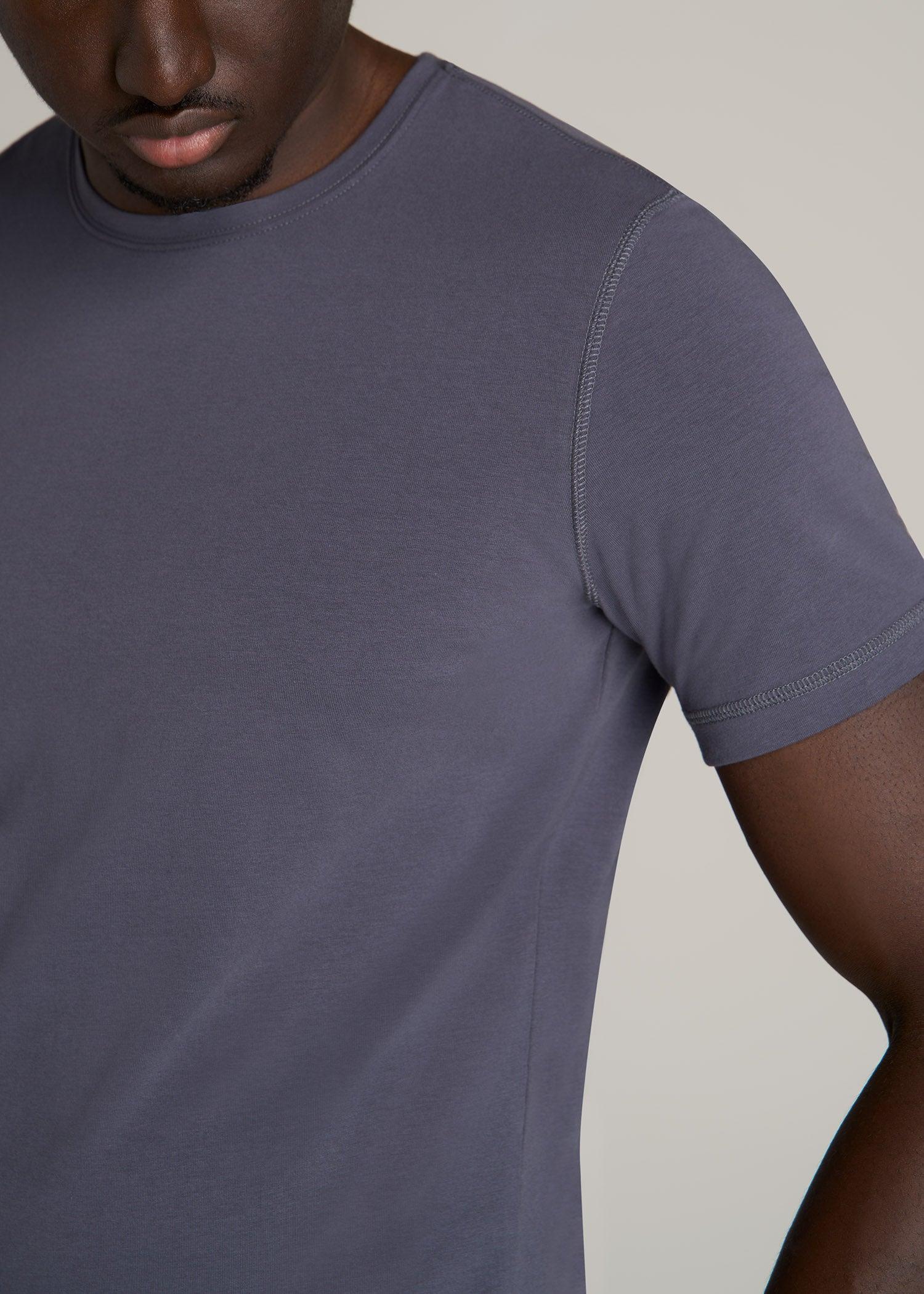 The Essential SLIM-FIT Crewneck Men's Tall Tees in Grey Blue Male Product Image