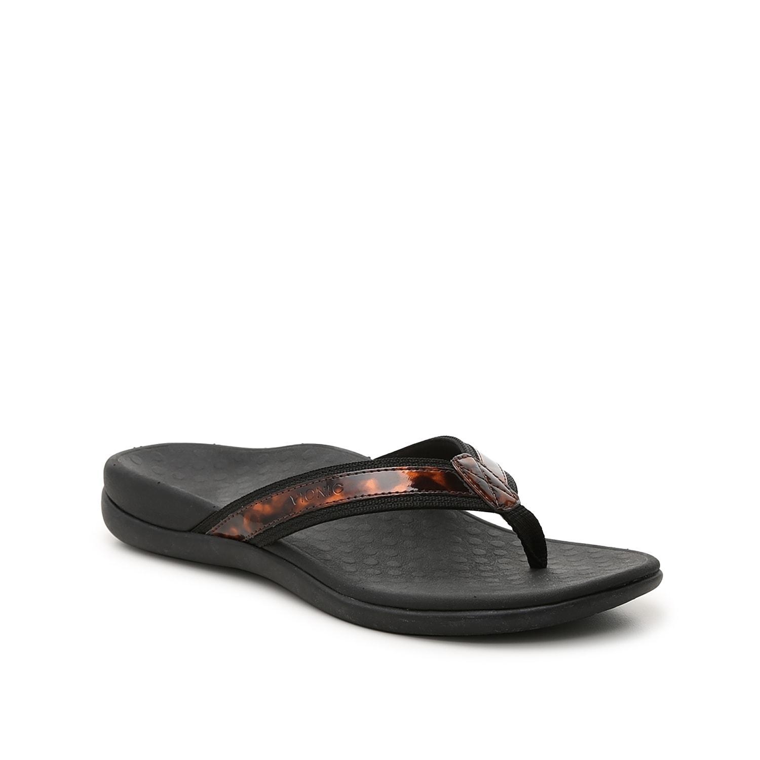 Vionic Tide II Tortoise Print Patent Leather Thong Sandals Product Image