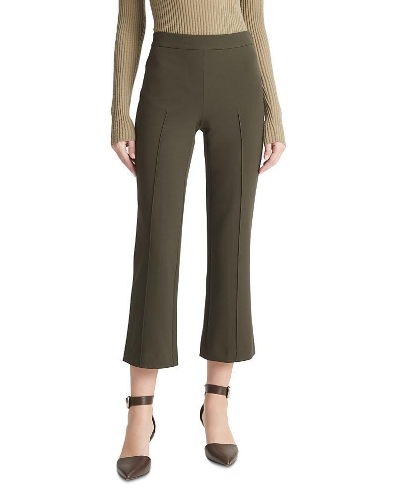 Vince Pintuck Crop Flare Cotton Blend Pants Product Image