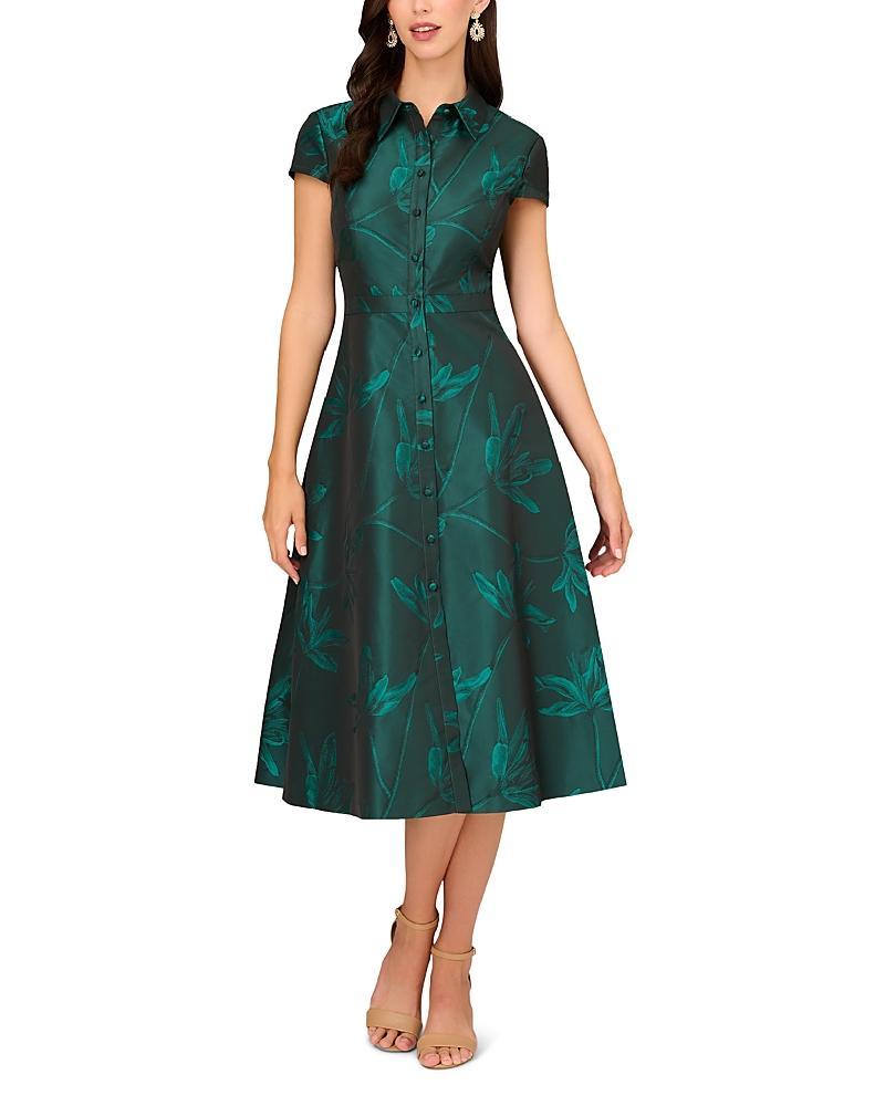 Aidan Mattox by Adrianna Papell Floral Jacquard Cocktail Shirtdress Product Image