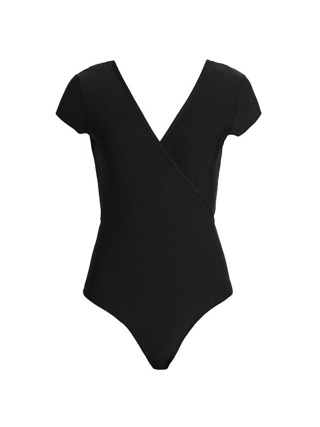 Womens Butter Cap-Sleeve Wrap Bodysuit Product Image