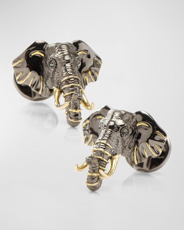 Cufflinks, Inc. Sterling Silver & 14K Gold Elephant Head Cuff Links Product Image