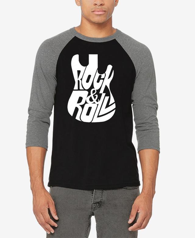 La Pop Art Rock And Roll Guitar - Mens Raglan Baseball Word Art T-Shirt Product Image