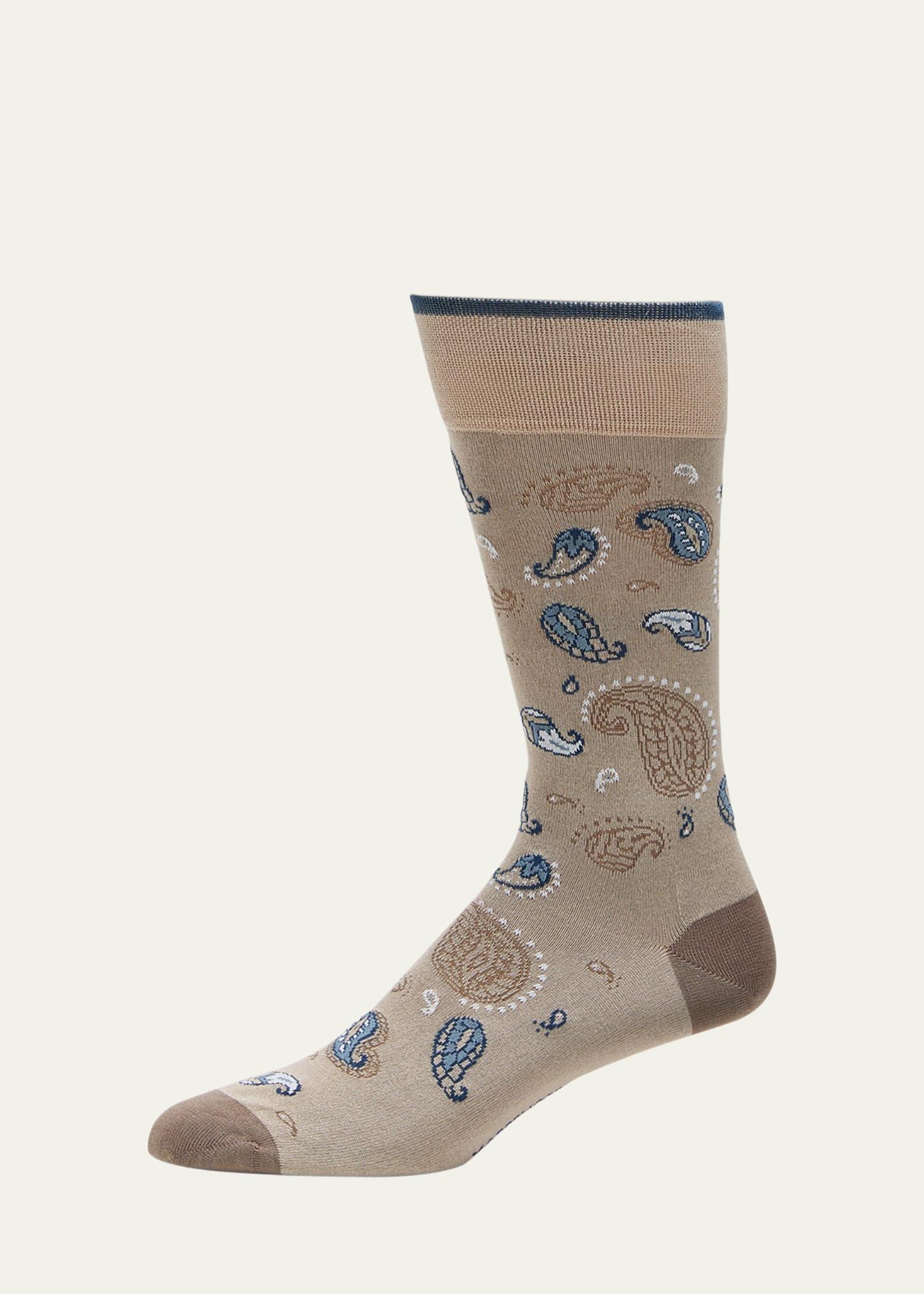 Mens Paisley Intarsia Mid-Calf Socks Product Image