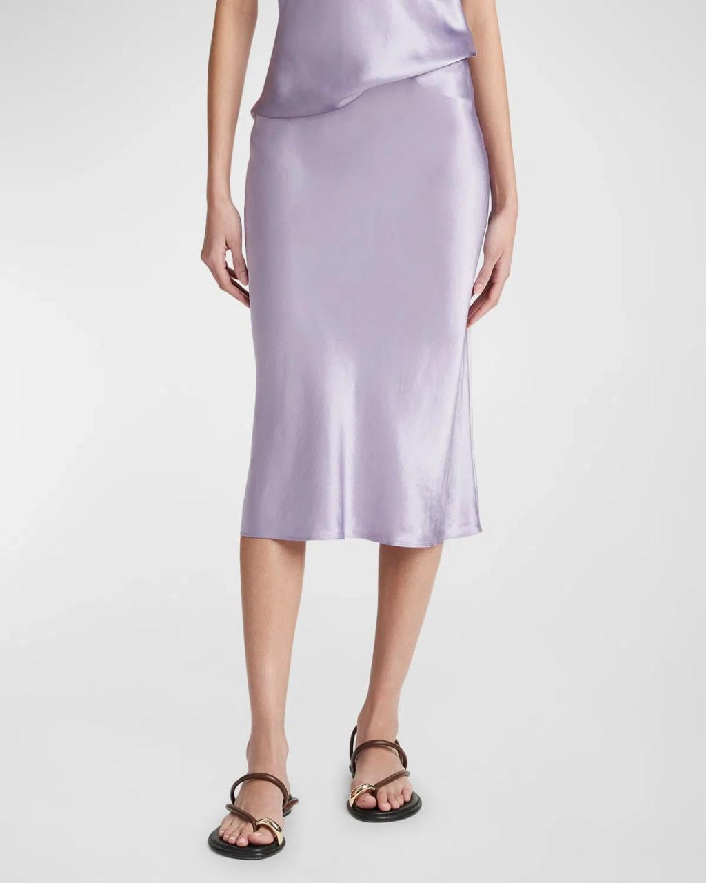 Midi Satin Slip Skirt In Wisteria Product Image