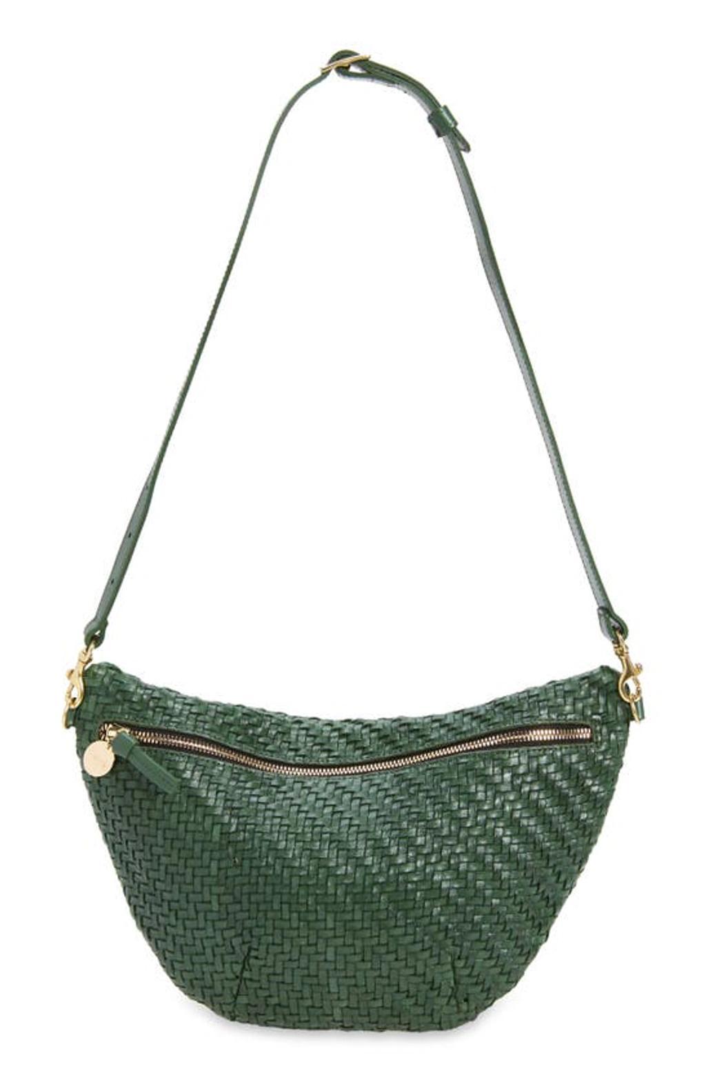 Large Woven Leather Belt Bag In Evergreen Woven Zig Zag Product Image