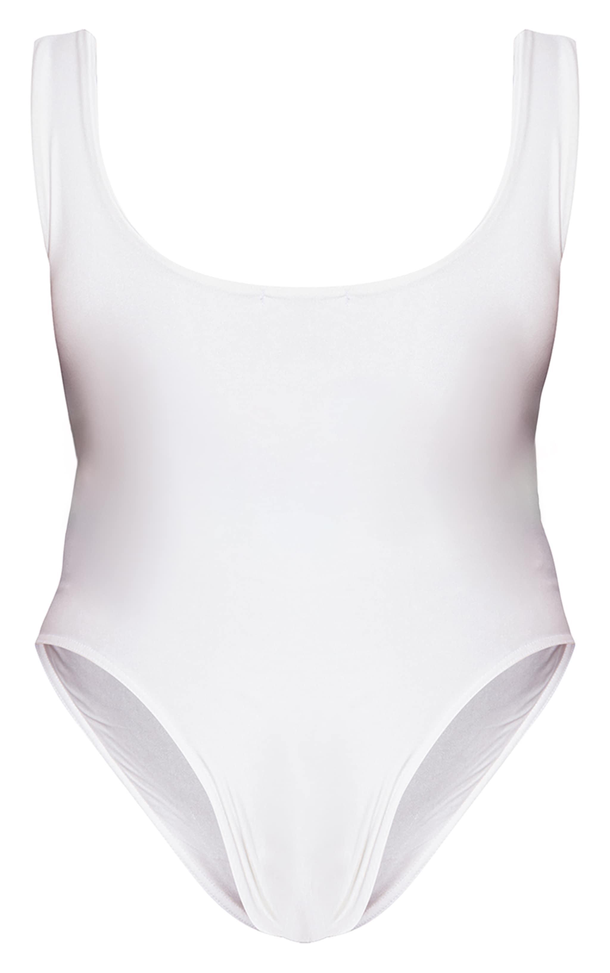 Plus White Scooped Neck Swimsuit Product Image