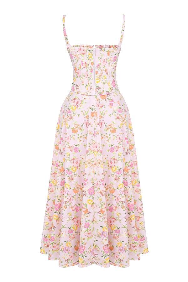 Clarabelle Pink Meadow Print Cotton Midi Sundress Product Image