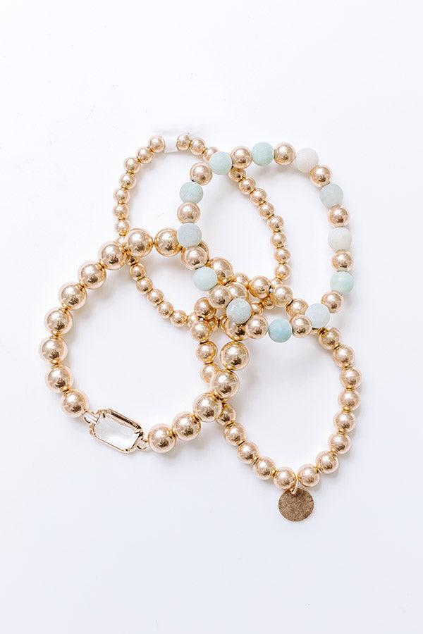 All The Glam Stretch Bracelet Set in Sage Product Image