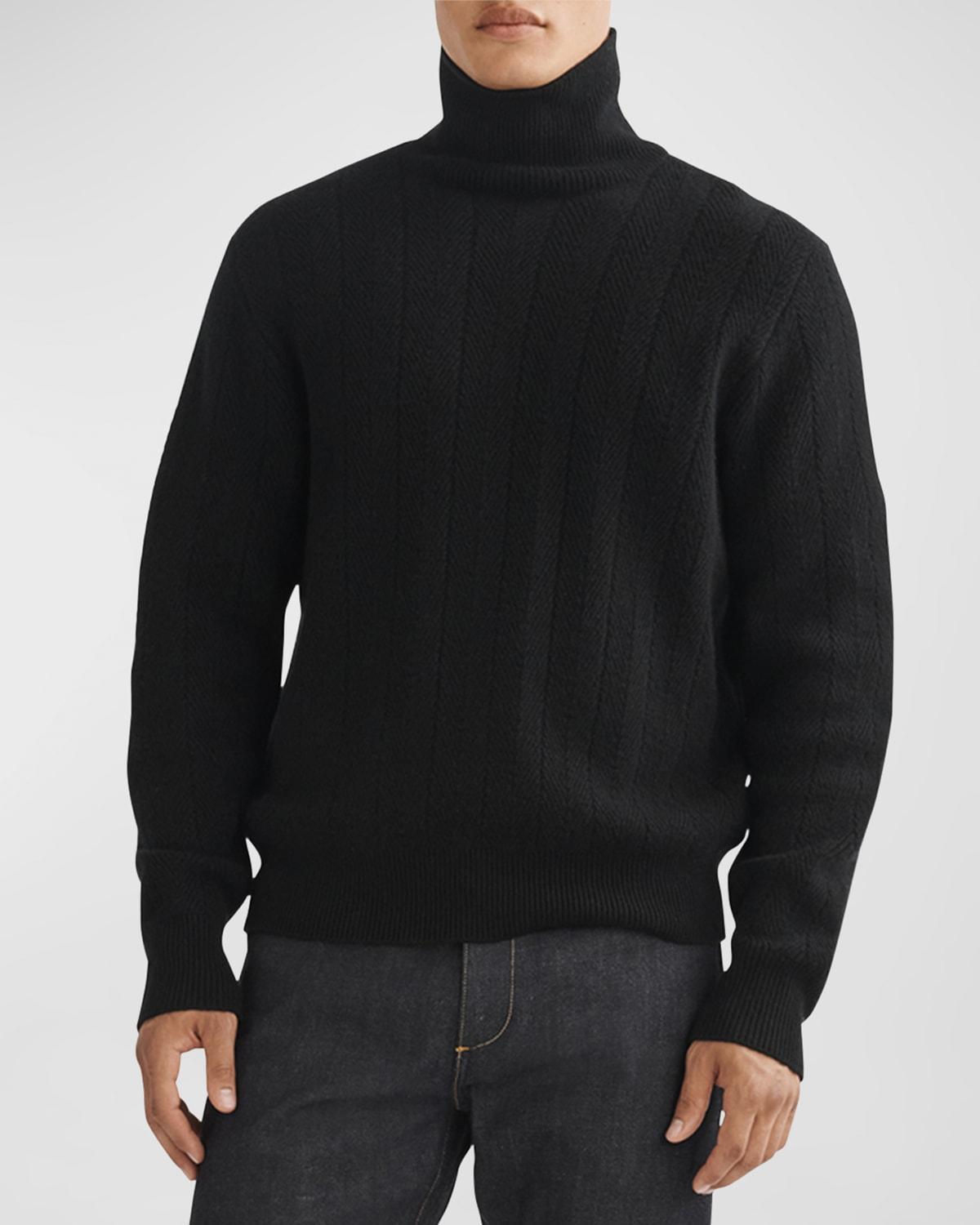 rag & bone Durham Herringbone Cashmere Turtleneck Sweater Product Image