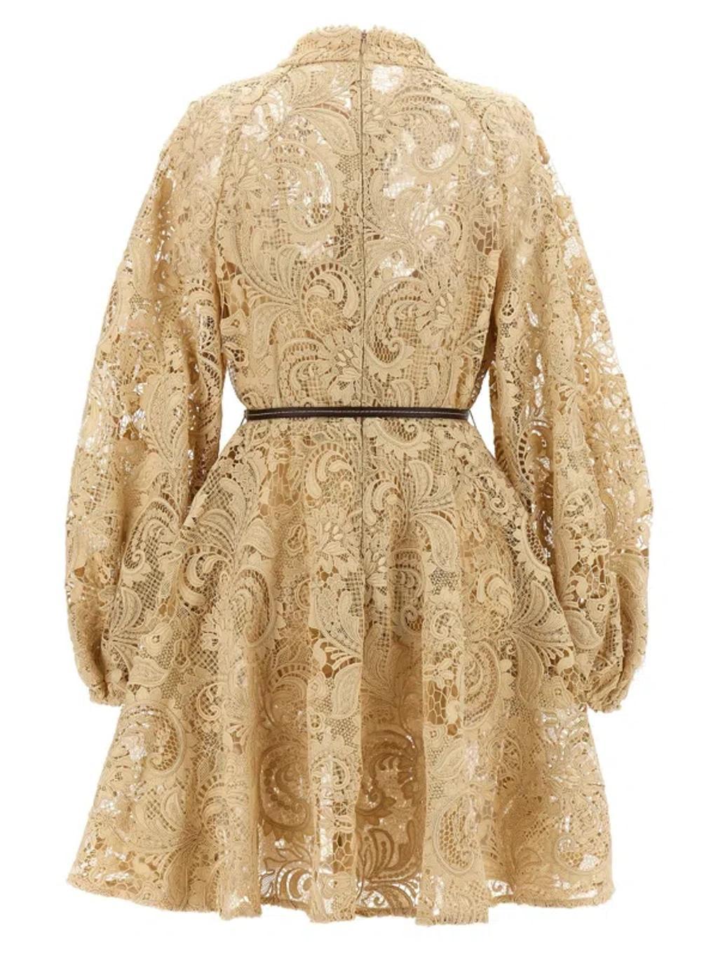 ZIMMERMANN Waverly Lace Mini Dresses In Beige Product Image