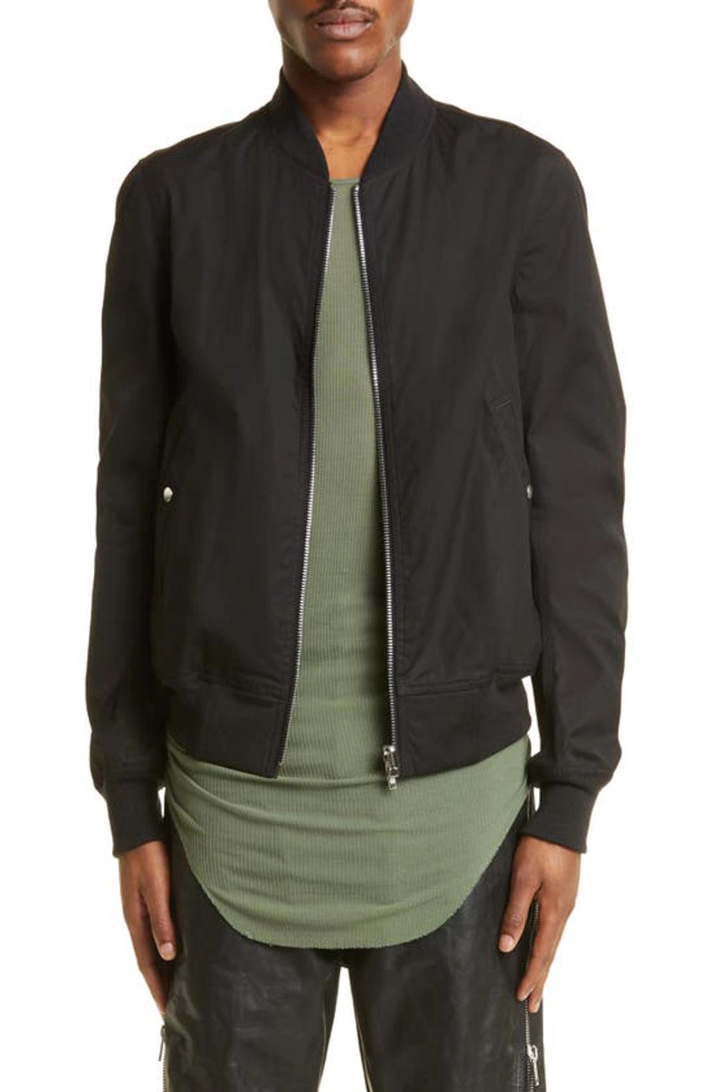 Zip-up Virgin Wool Bomber Jacket In Black Product Image