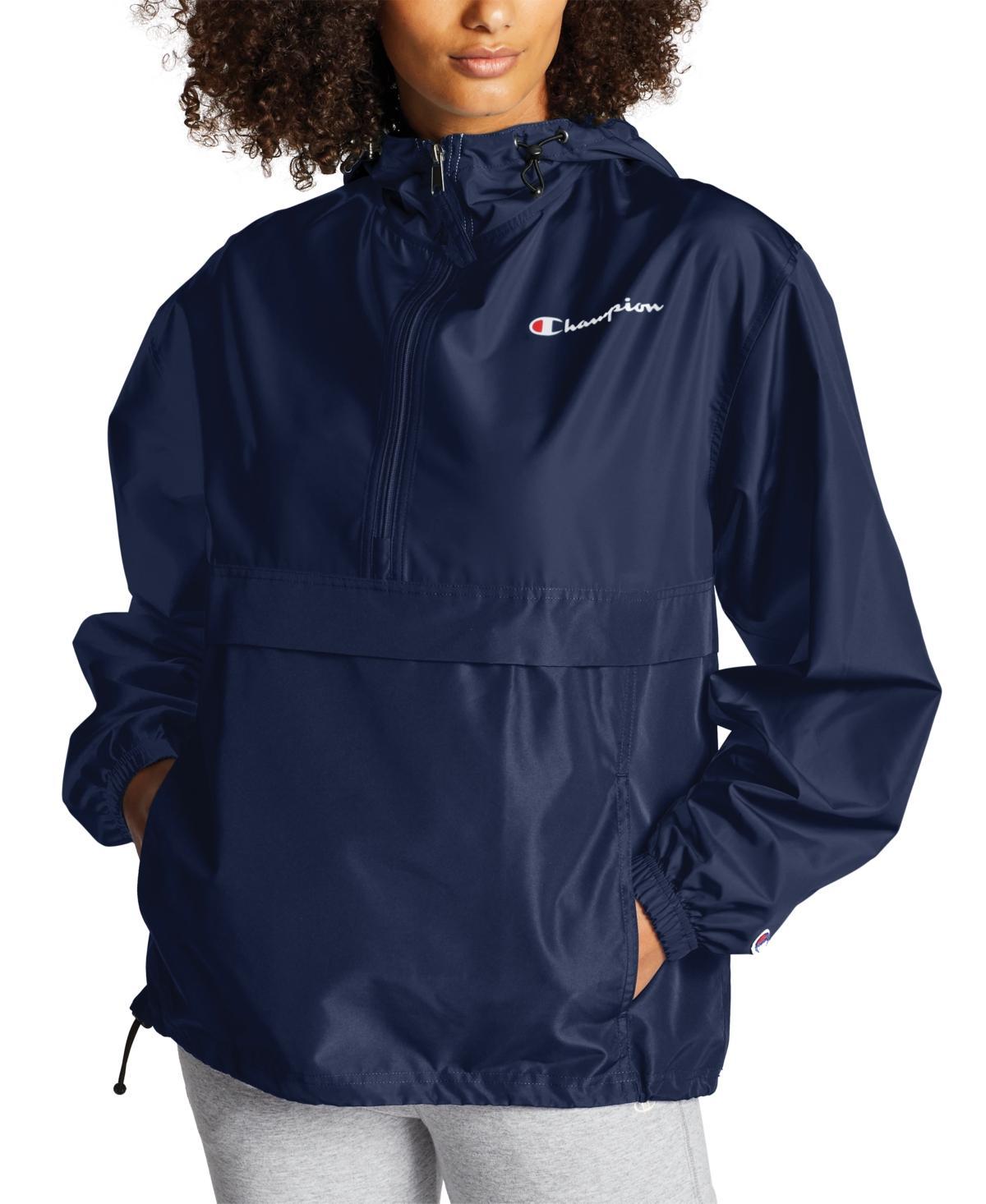 Womens Champion Packable Jacket, Classic Script Athletic Navy M Product Image