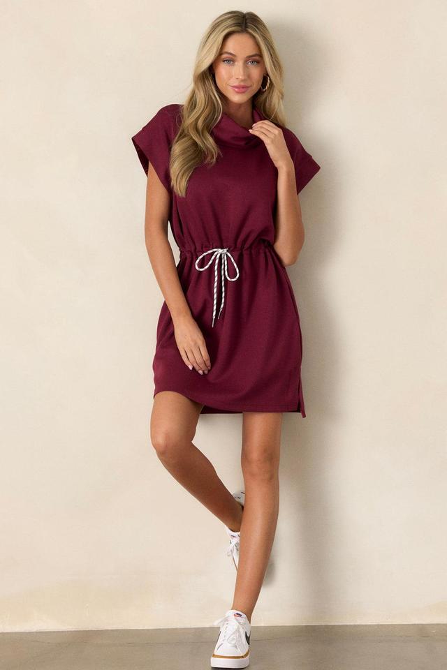 See The End Burgundy Drawstring Mini Dress Product Image