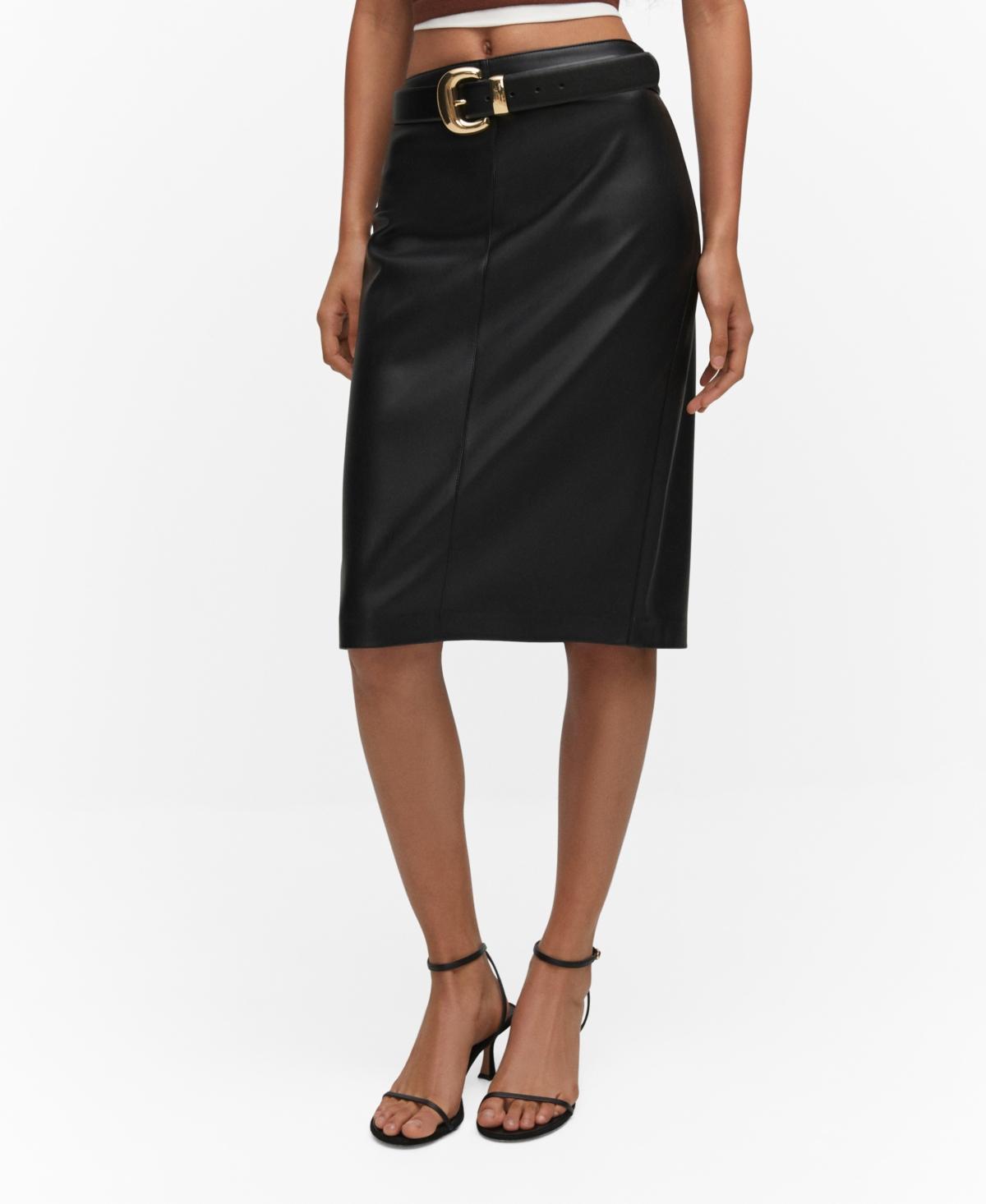 MANGO - Faux-leather pencil skirt black - 1 - Women Product Image