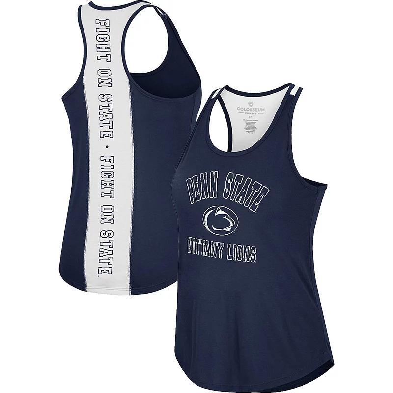 Womens Colosseum Navy Penn State Nittany Lions 10 Days Racerback Scoop Neck Tank Top Product Image