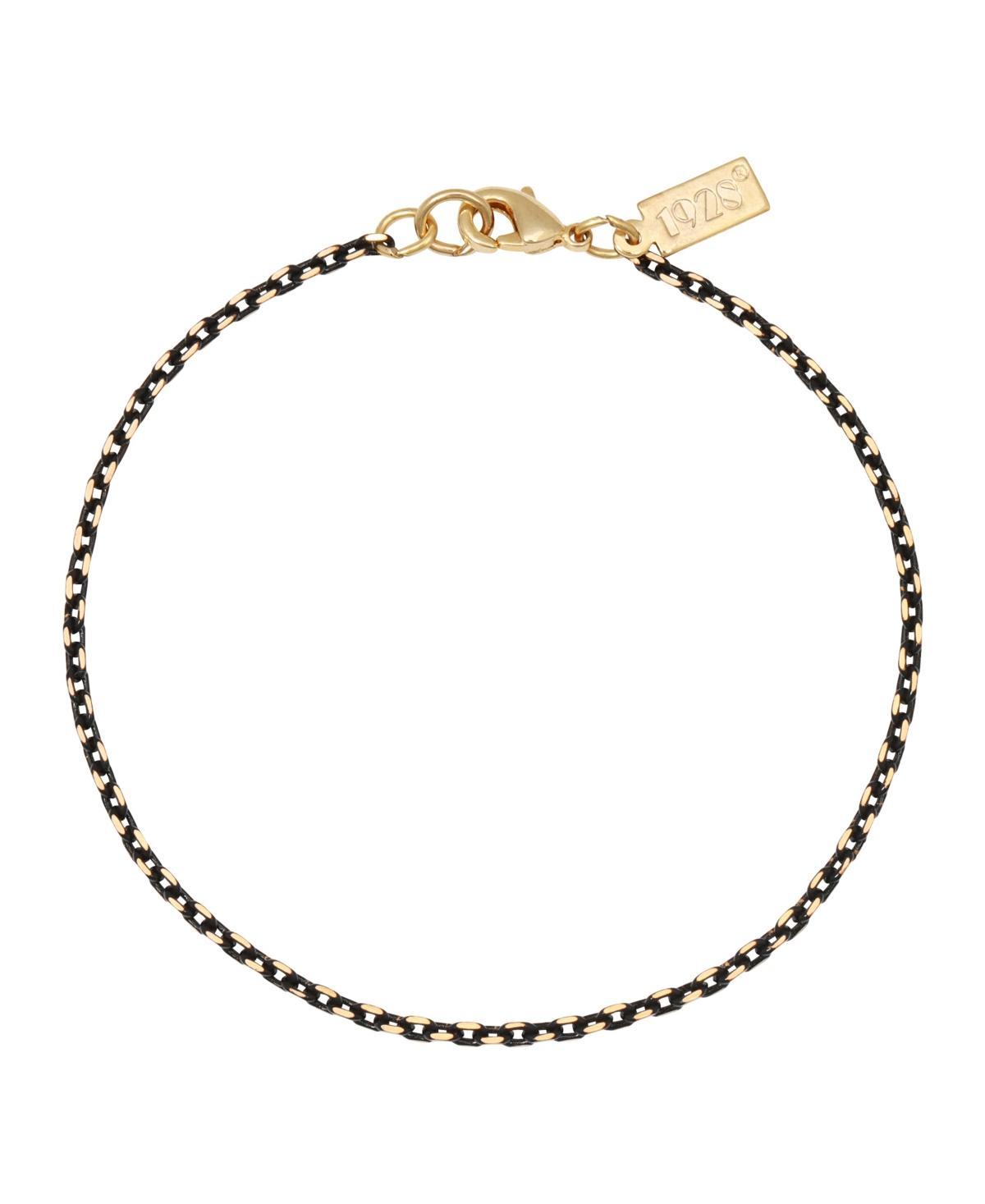 1928 Gold and Black Tone Chain Bracelet, Womens Product Image