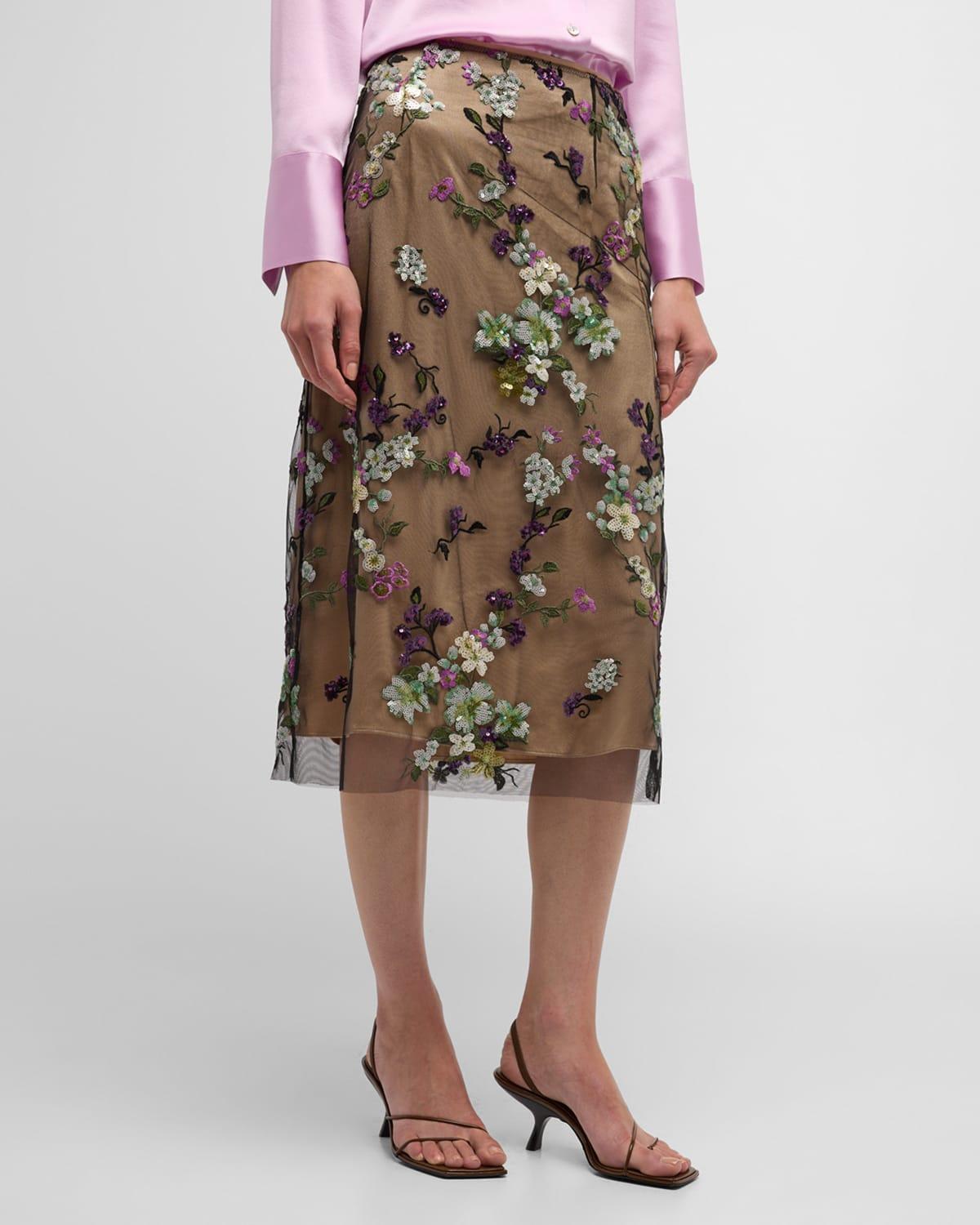 Vince Begonia Floral Sequin Skirt Product Image