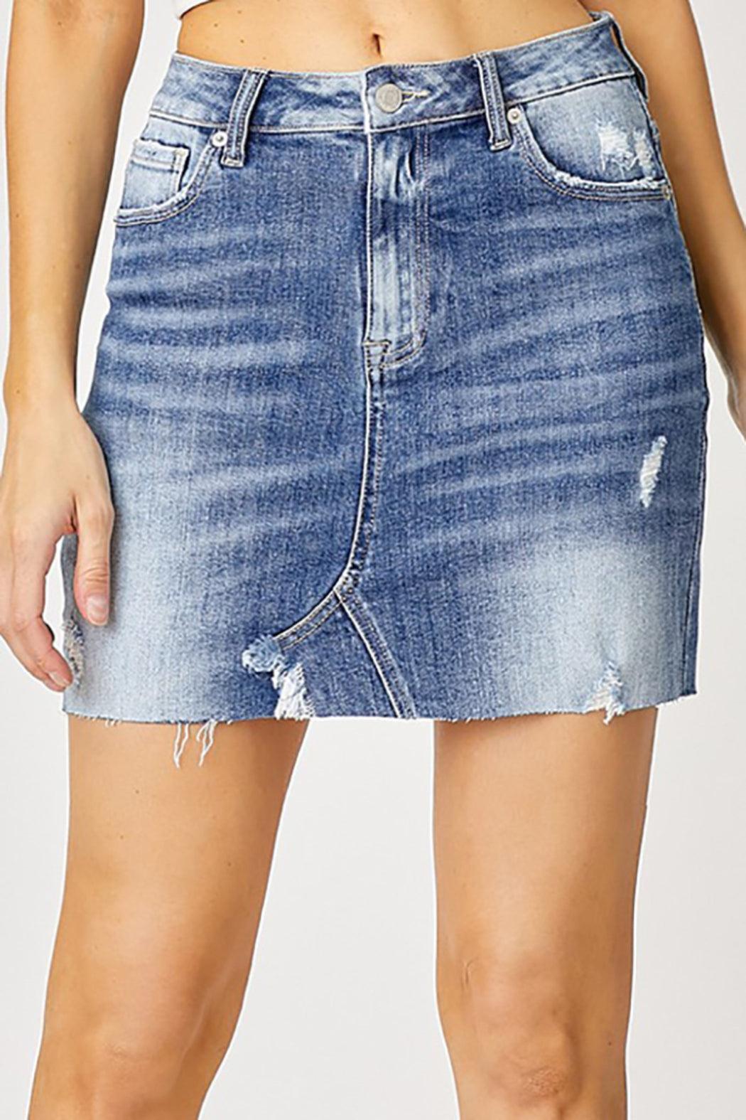 HIGH RISE DISTRESSED SHORT SKIRT Female Product Image