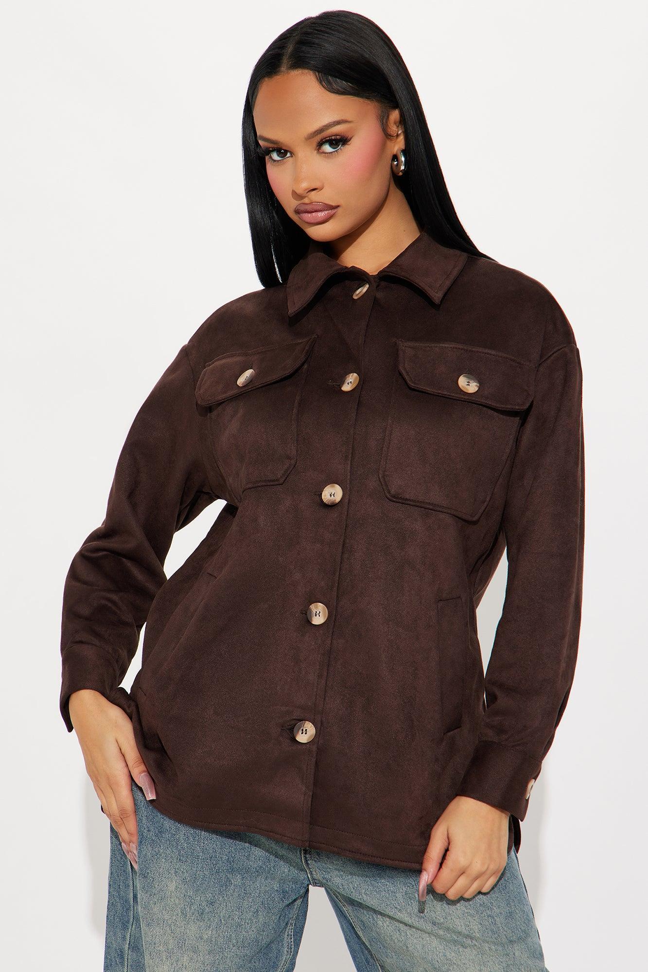 Janet Faux Suede Shacket - Chocolate Product Image