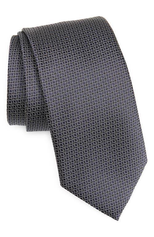 ZEGNA TIES Cento Fili Dark Blue Silk Jacquard Tie Product Image