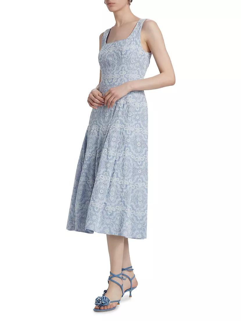 Jolie Eyelet Squareneck Midi-Dress Product Image